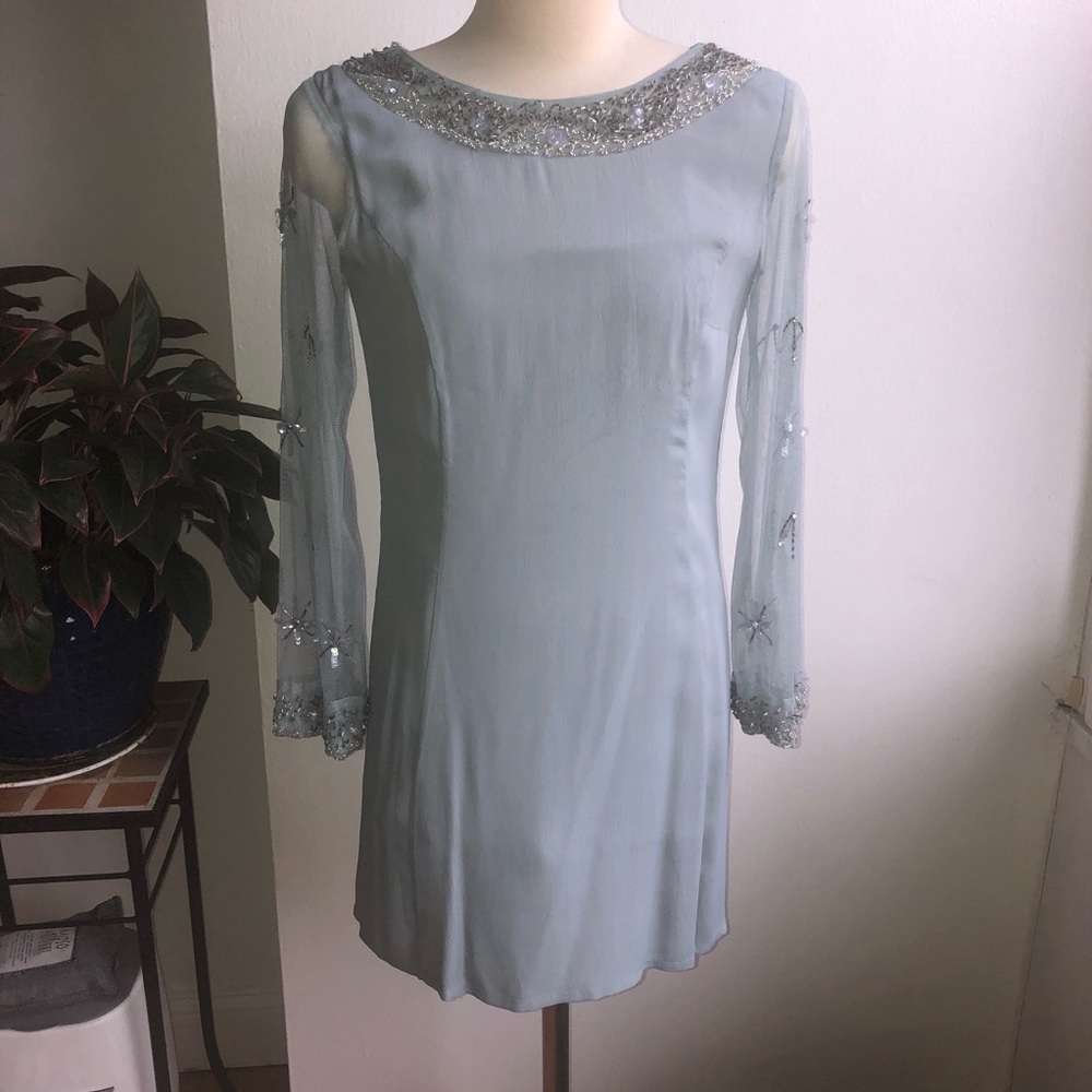 Topshop sequin party dress blue